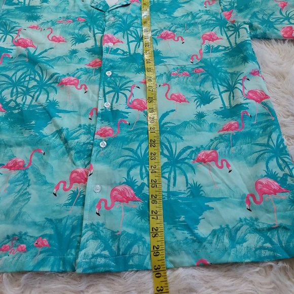 Studio Made Flamingo Men's Blue Tropical Hawaiian Shirt US XL - Picture 5 of 7